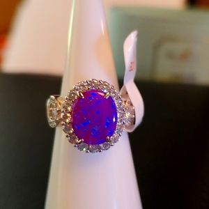 Bomb party unicorn bring back Violet Fire opal solid sterling silver size 6